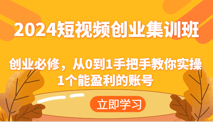 FY4616期-2024短视频创业集训班：创业必修，从0到1手把手教你实操1个能盈利的账号
