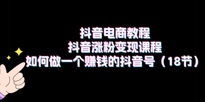 FY4439期-抖音电商教程：抖音涨粉变现课程：如何做一个赚钱的抖音号（18节）