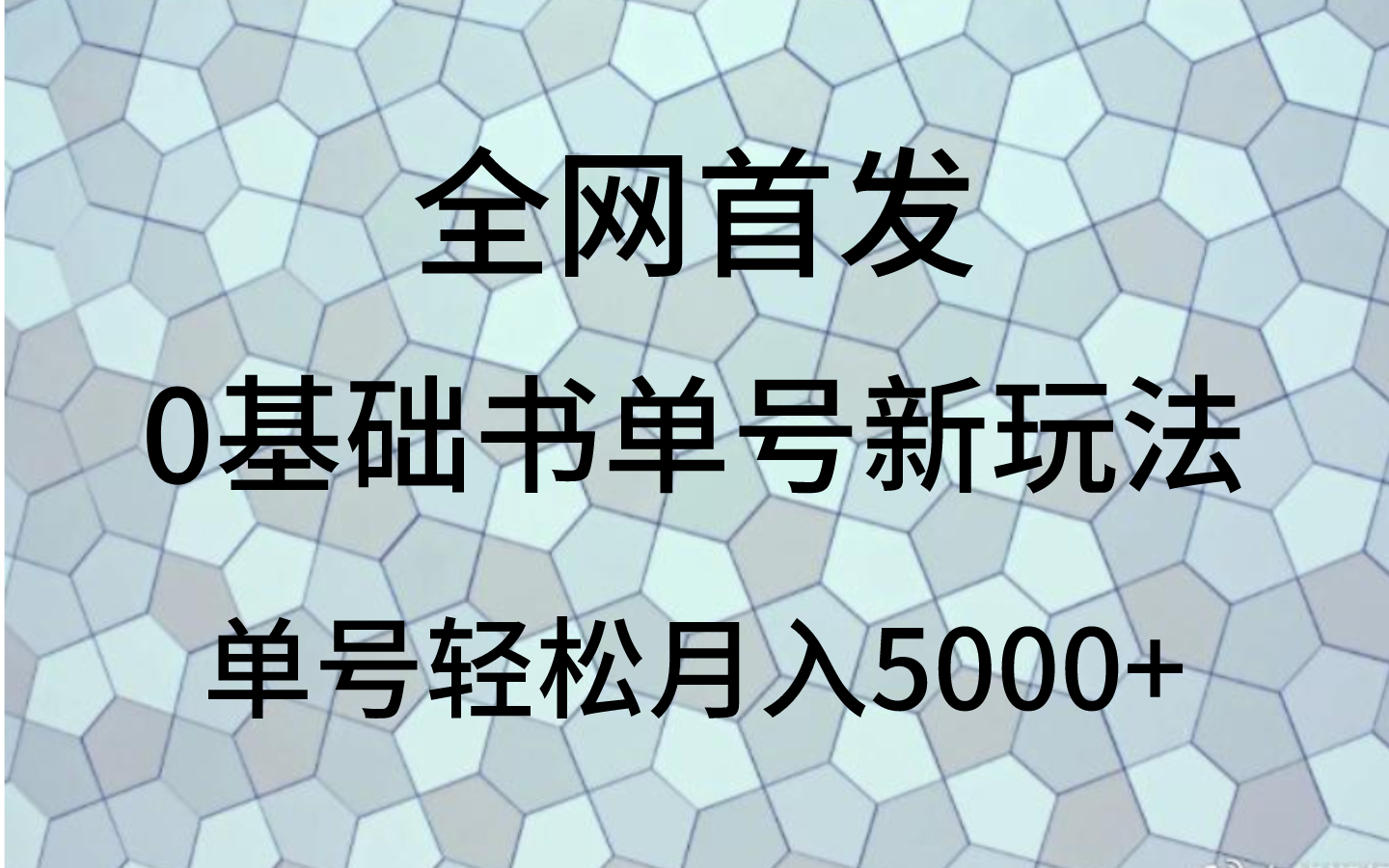 fy2035期-0基础书单号新玩法，操作简单，单号轻松月入5000+