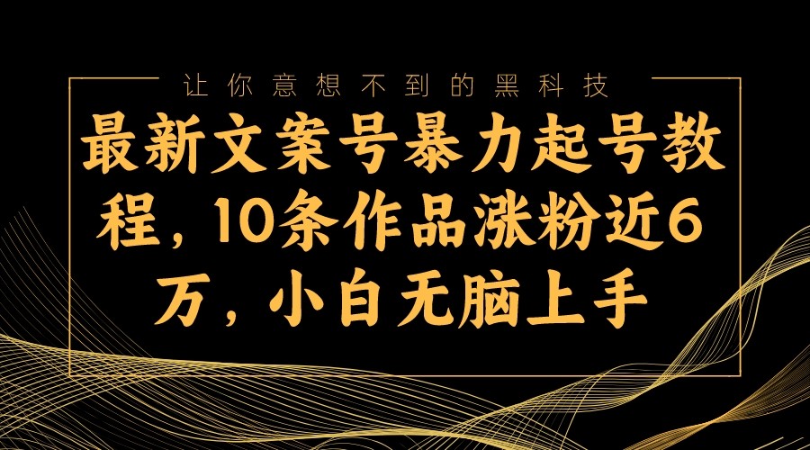 fy1802期-最新文案号暴力起号教程，10条作品涨粉近6万，小白无脑上手