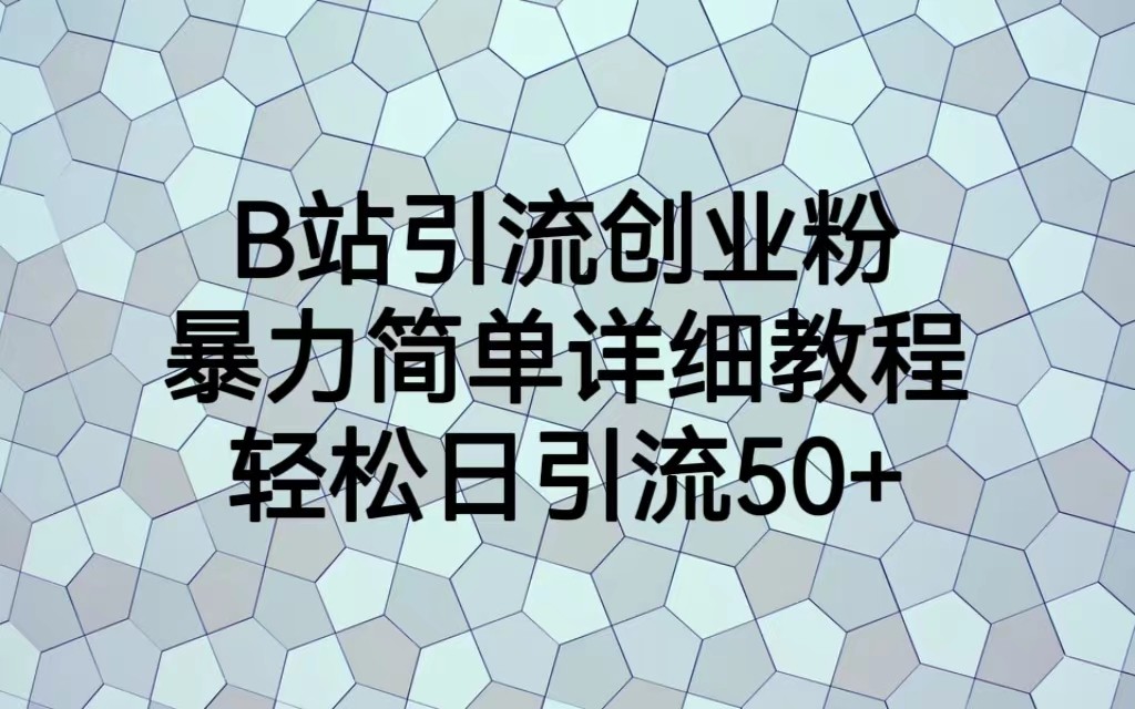 fy1059期-B站引流创业粉，暴力简单详细教程，轻松日引流50+