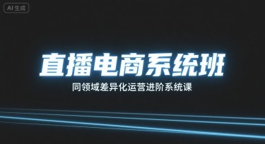 直播电商系统班，同领域差异化运营进阶系统课